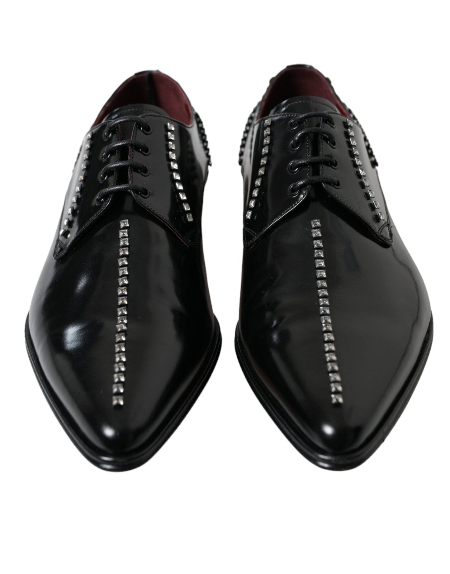 Black Leather Crystal Dress Formal Shoes