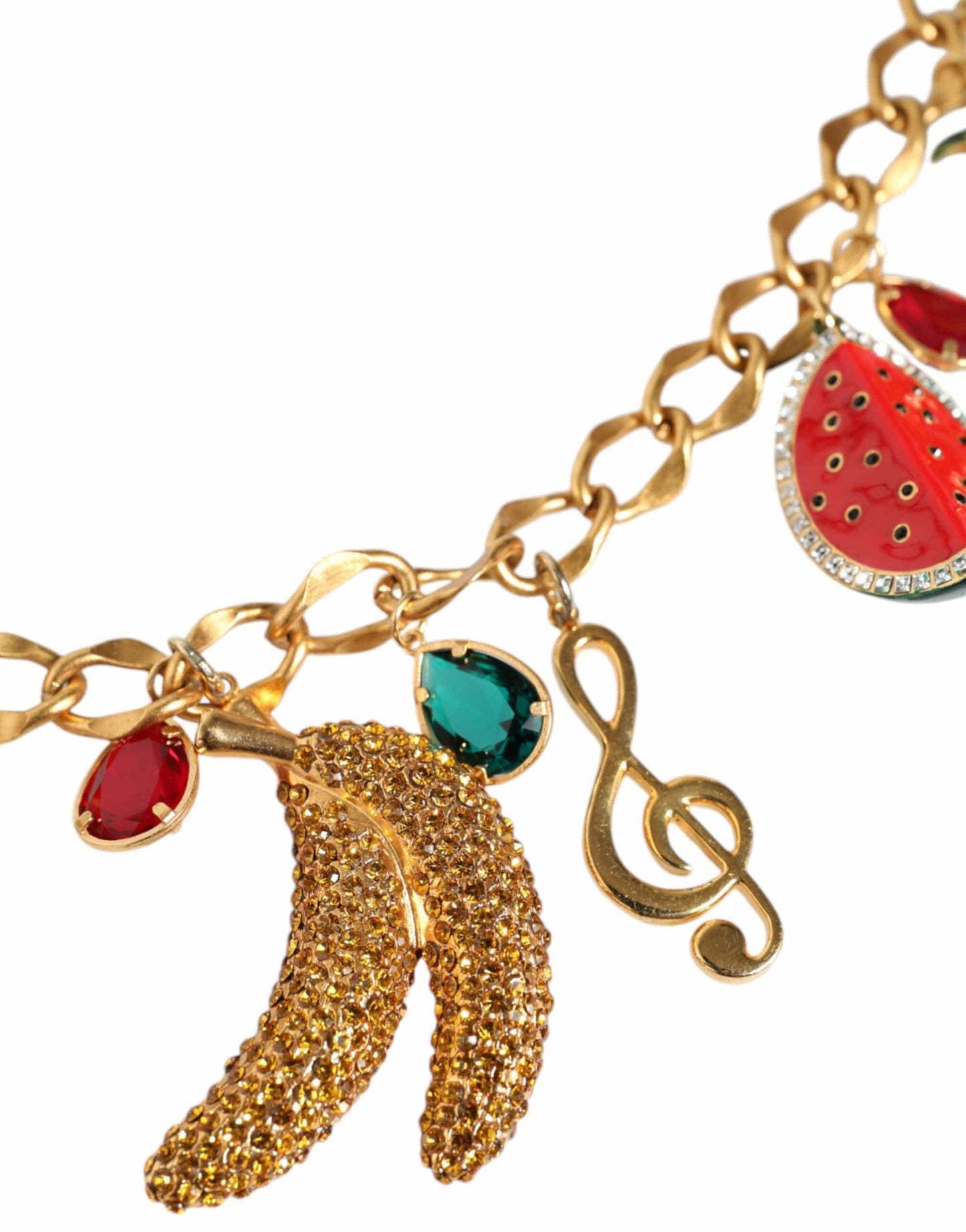 Gold Tone Brass Fruity Crystal Embellished Waist Chain Belt