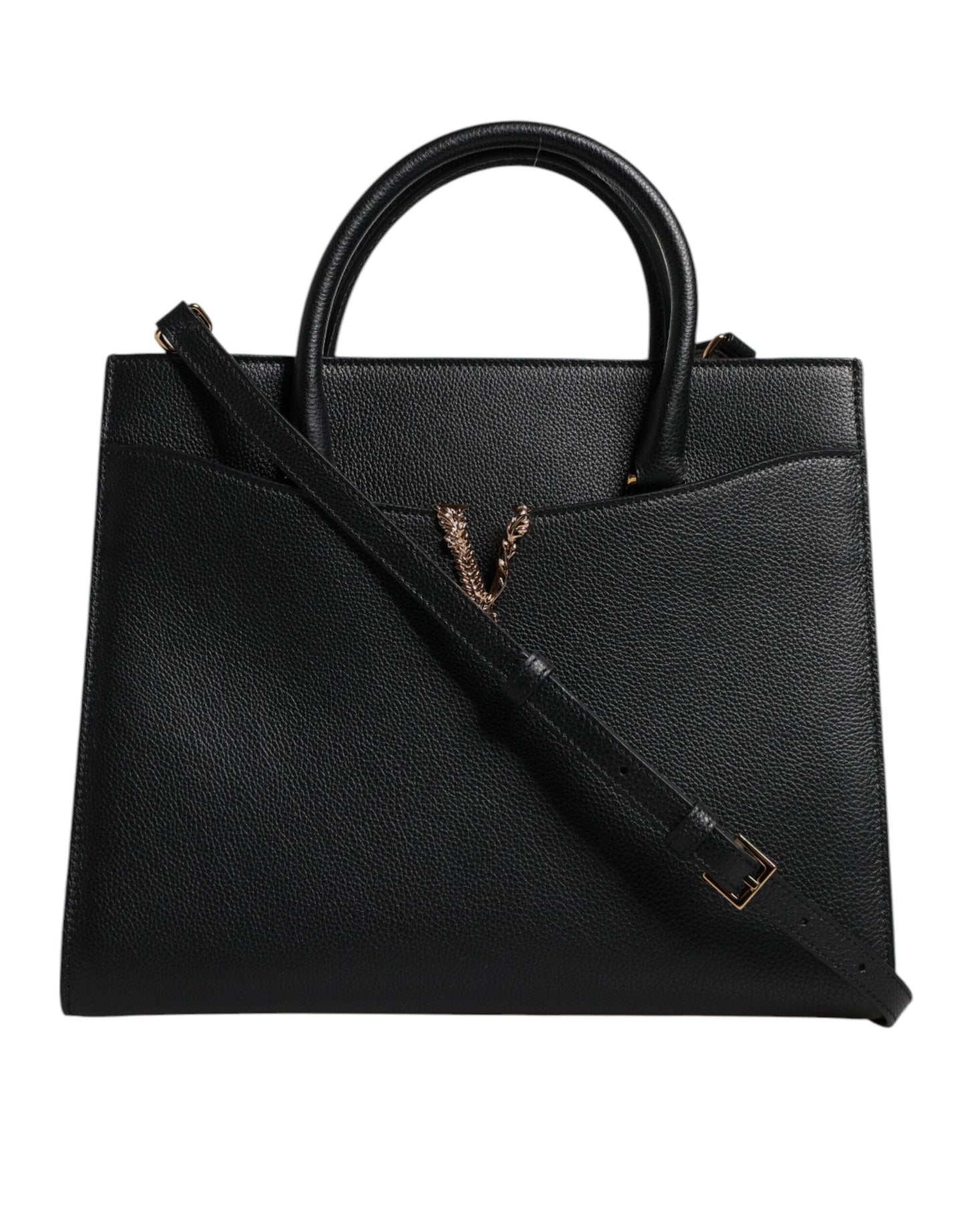 Black Large Leather Top Handle Shoulder Crossbody Bag