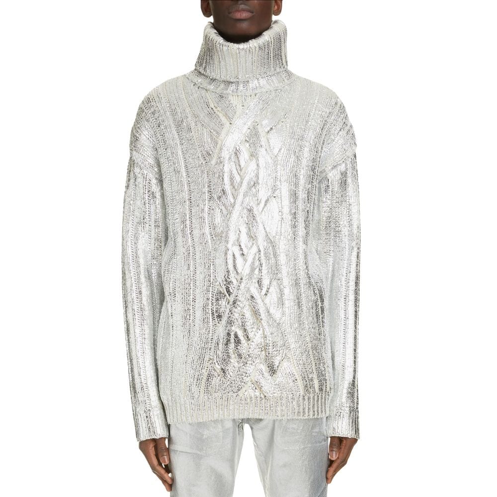 Brown Wool Men Turtleneck Sweater