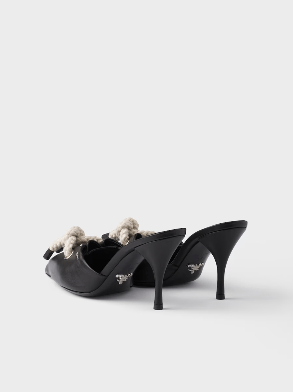 Black Nappa Leather Rope Detail Sandals