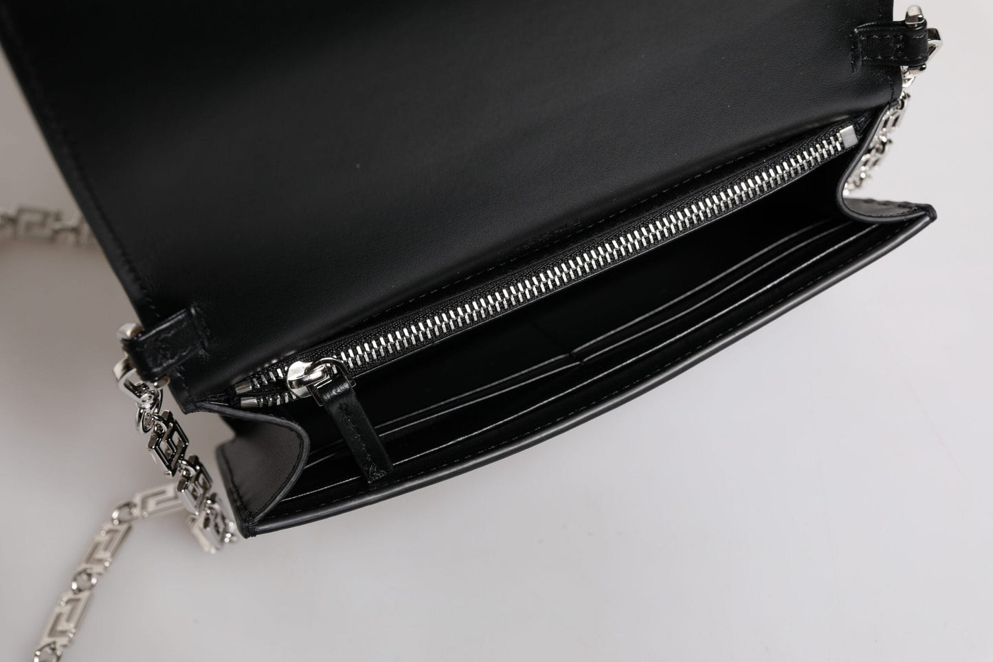 Black Calfskin Leather Chain Strap Shoulder Crossbody Bag