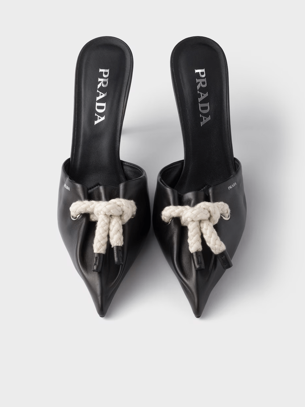 Black Nappa Leather Rope Detail  Sandals