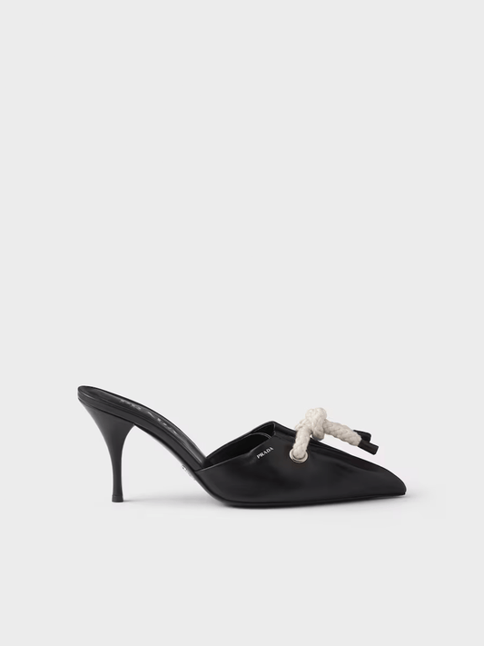 Black Nappa Leather Rope Detail  Sandals